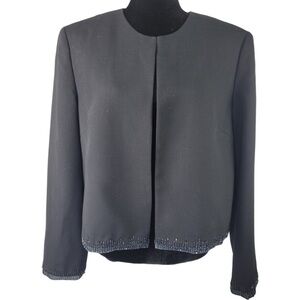 Ann Taylor Woman’s black 100% wool beaded blazer jacket size 14